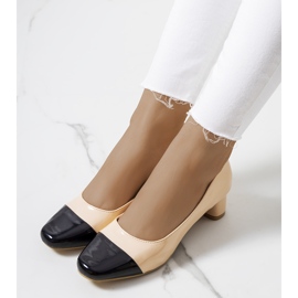 Beige Damenpumps von Dikra schwarz 1