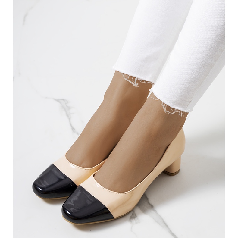 Beige Damenpumps von Dikra schwarz 1