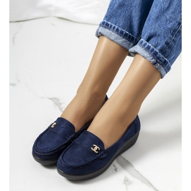 Marineblaue Loafer auf dem Stapper Wedge 1