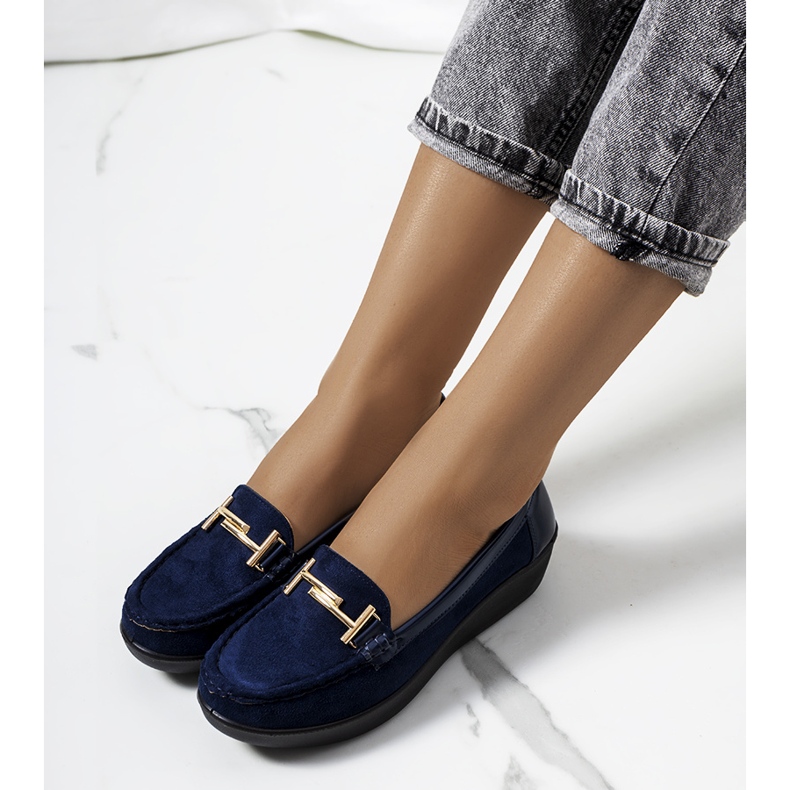 Marineblaue Mokassins auf dem Marinke Wedge navy blau 1