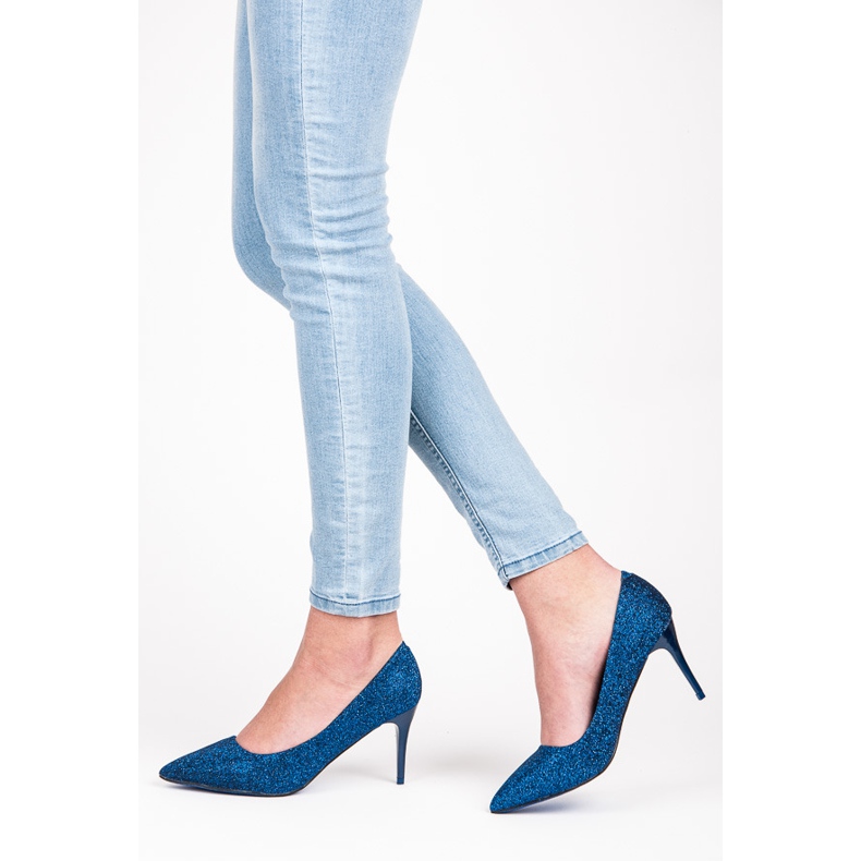 Qinba Pumps mit Glitzer blau 1