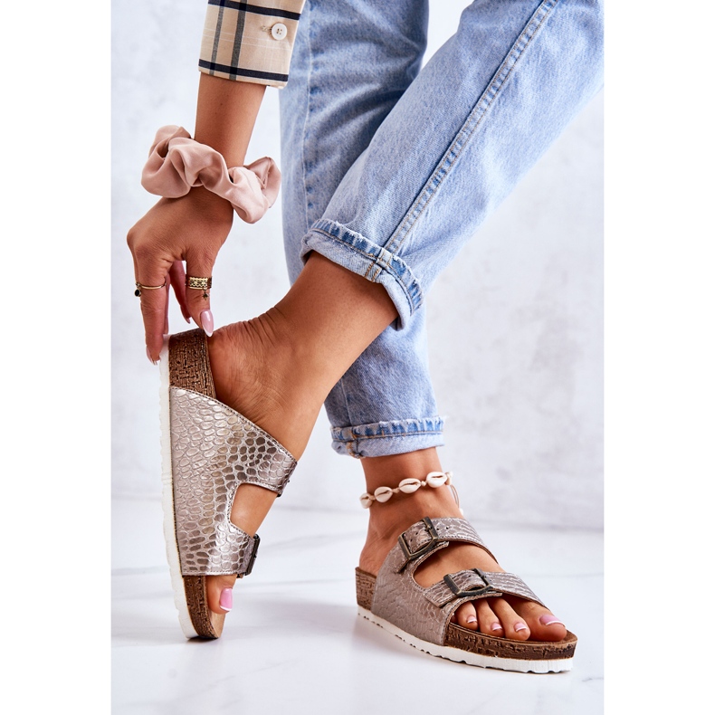 Damenhausschuhe Schnallen Inblu NM000027 Silber beige silber- 2