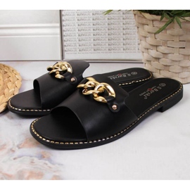 Schwarze Pantoffeln mit Kette W S. Barski 2