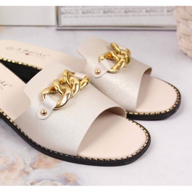 Goldene Pantoffeln mit einer Kette W S. Barski beige 2