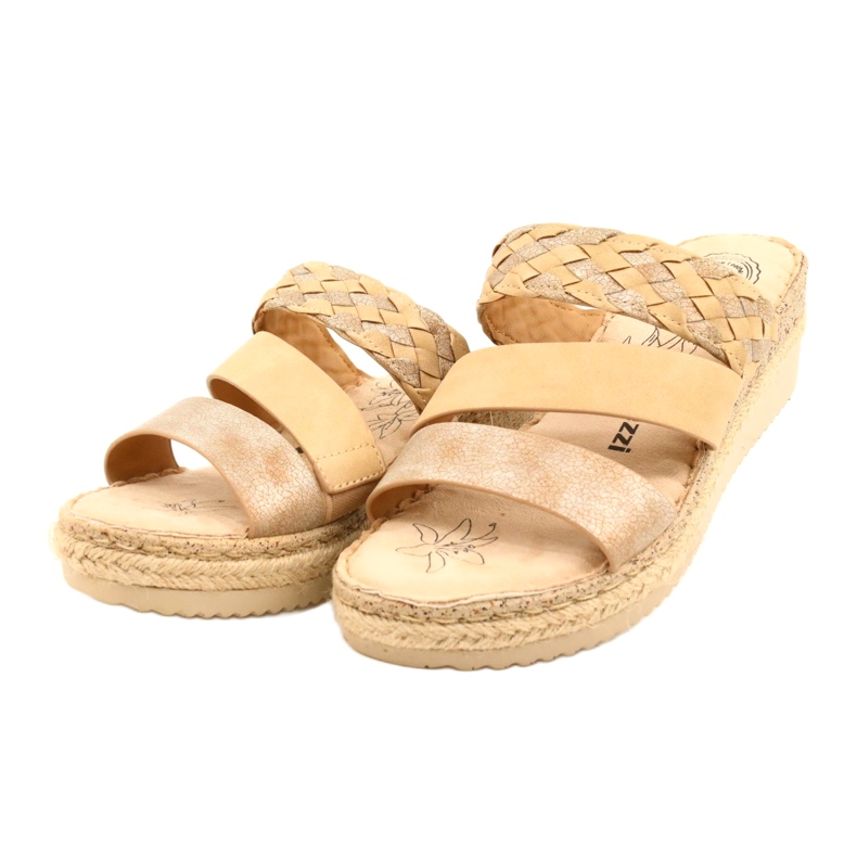 Damenflip Flops mit einem Keilgeflecht Jezzi 22SD98-4566 Beige 2