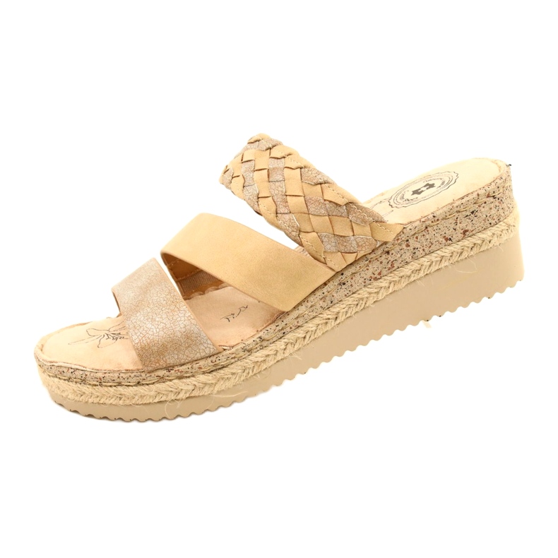 Damenflip Flops mit einem Keilgeflecht Jezzi 22SD98-4566 Beige 3