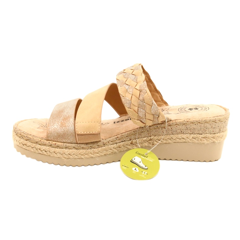 Damenflip Flops mit einem Keilgeflecht Jezzi 22SD98-4566 Beige 1