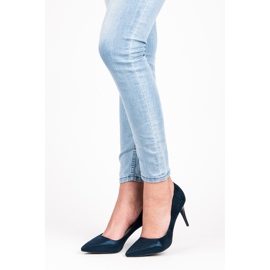 Qinba Wildleder-High-Heels navy blau mehrfarbig 1