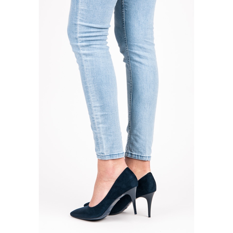 Qinba Wildleder-High-Heels marineblau mehrfarbig 2