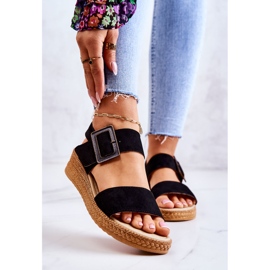 Damen Wildleder Sandalen Big Star JJ276031 Schwarz 1