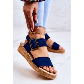 Damen Wildleder Sandalen Big Star JJ276033 Marineblau 1