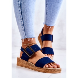 Damen Wildleder Sandalen Big Star JJ276033 Marineblau 2