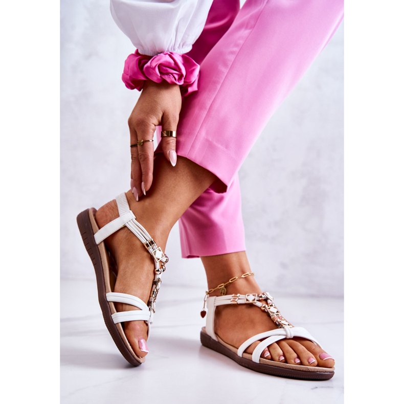 Damensandalen zum Hineinschlüpfen mit weißer Salinna-Dekoration 1