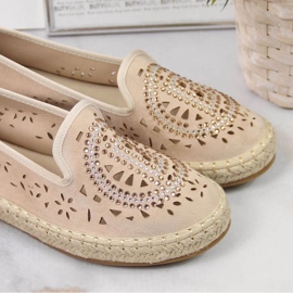 Durchbrochene Espadrilles mit Zirkonias in Beige W S. Barski 2