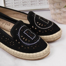 Schwarze durchbrochene Espadrilles mit Zirkonias von S. Bararski 1