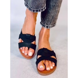 Damen Cross Hausschuhe Mohn Schwarz 1