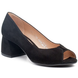 Marco Shoes Schwarze Wildlederpumps mit stabilem Absatz 1