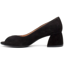 Marco Shoes Schwarze Wildlederpumps mit stabilem Absatz 2