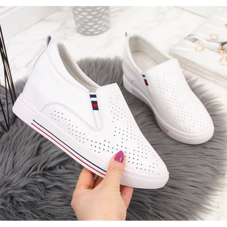 Lederturnschuhe mit weißen durchbrochenen Wedges W Filippo 1