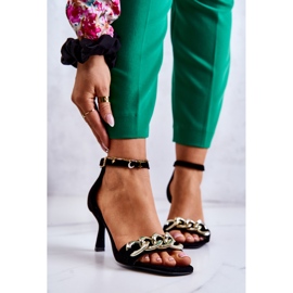 Wildleder-Sandalen mit hohem Absatz Laura Messi 2366 Schwarz 1