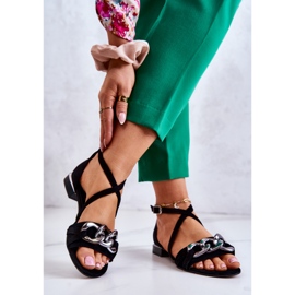 Damensandalen aus Wildleder mit Kette Laura Messi 2365 Schwarz 2