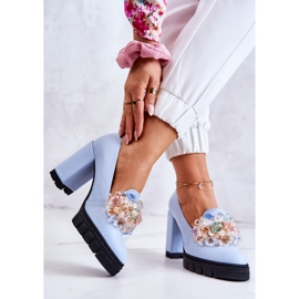 PA2 Elegante Pumps mit glattem blauem Caterine-Ornament 2