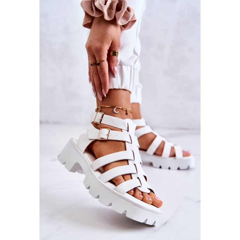 PS1 Ledersandalen mit Streifen White Minorite weiß 1