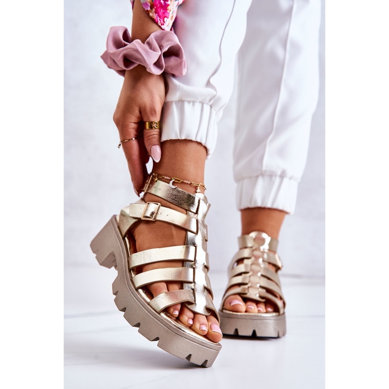 PS1 Ledersandalen mit Streifen Golden Minorite 1