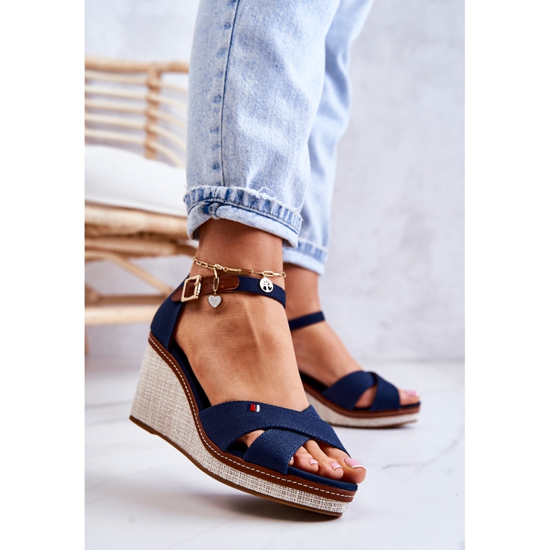 PS1 Marineblaue Veenus Damensandalen mit Keilabsatz 2