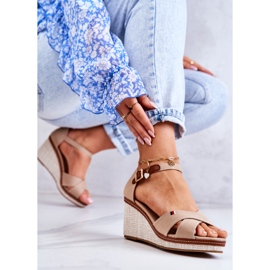 PS1 Damensandalen auf Keil dunkelbeige Veenus 1