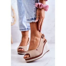 PS1 Bequeme Damensandalen mit Schnalle Dunkelbeiger Thallas 1