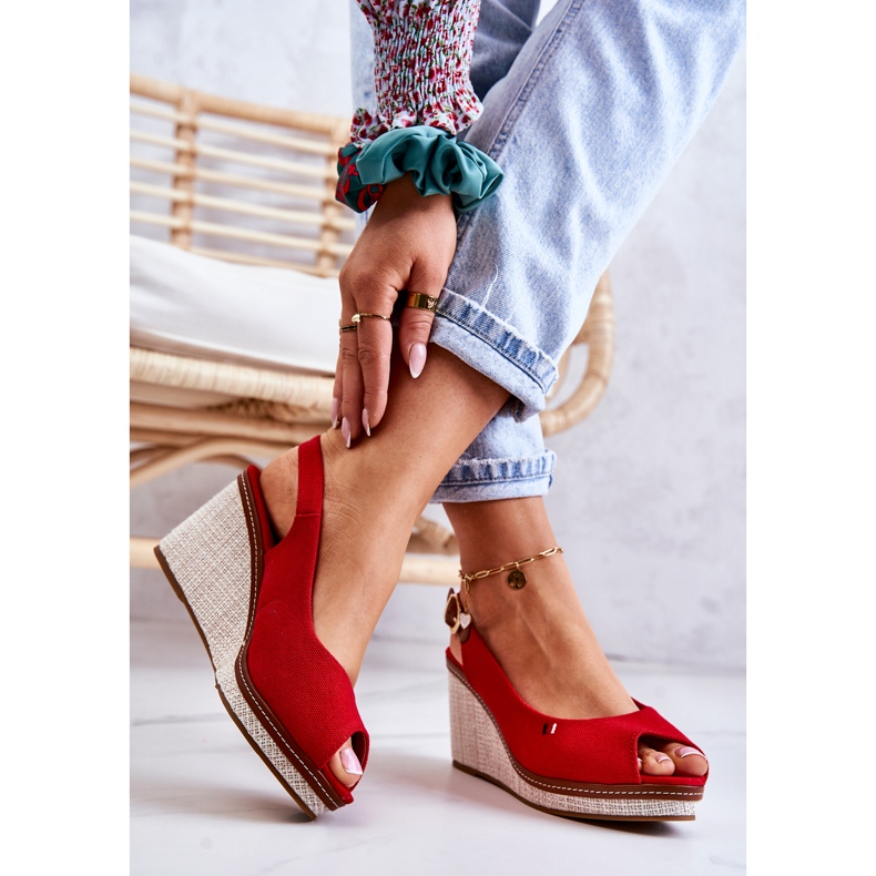 PS1 Bequeme Damensandalen mit Schnalle Rot Thallas 2