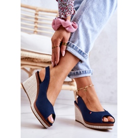 Bequeme Damensandalen mit Schnalle Marineblau Thallas 2