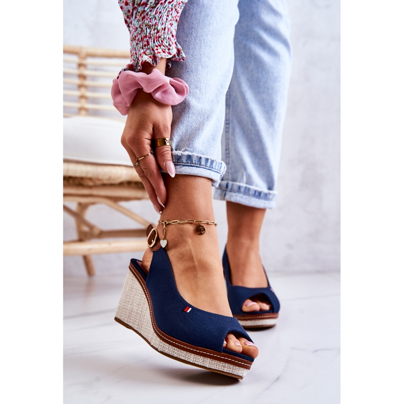 Bequeme Damensandalen mit Schnalle Marineblau Thallas 1