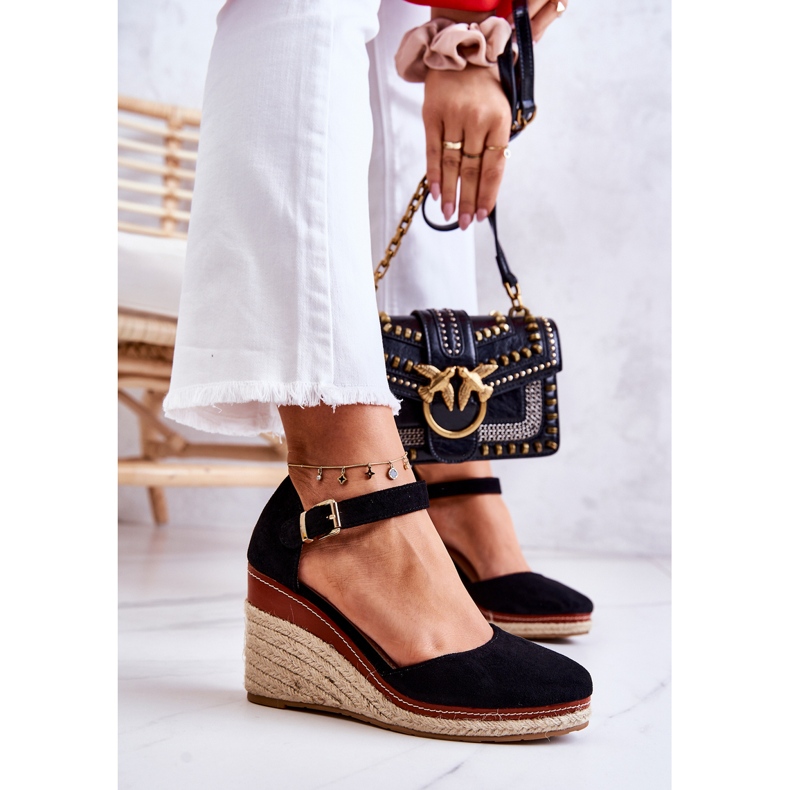 PS1 Schwarze Espadrilles für Damen auf Wedges Tamarill 2