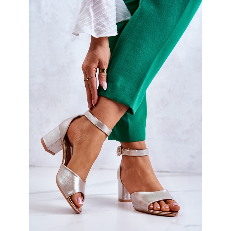 Ledersandalen mit hohem Absatz Vinceza 22-20100 Golden 2