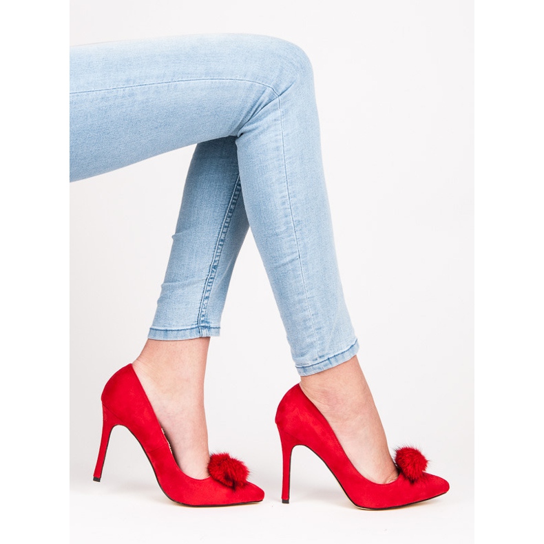 Coco Perla Pumps mit Bommel rot 1
