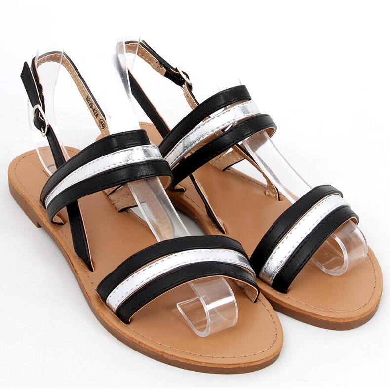 Joyce Schwarze Damensandalen silber- 1