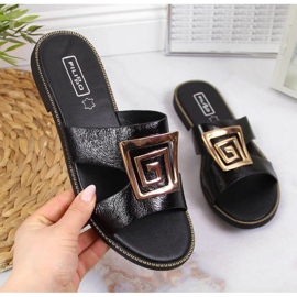 Schwarze Pantoffeln mit Ornament W Filippo 1