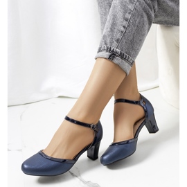 Marineblau glänzende Stayner Pumps navy blau 1