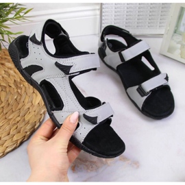 Graue Sportsandalen mit Klettverschluss W American Club schwarz 1