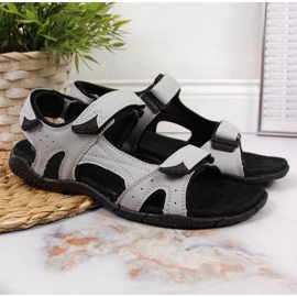 Graue Sportsandalen mit Klettverschluss W American Club schwarz 2