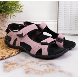 Sportliche Sandalen mit Klettverschluss in Rosa Im American Club schwarz 2
