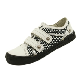 Lederschuhe mit Klettverschluss Bartek 78148-25K Polka Dots weiß schwarz silber- 3