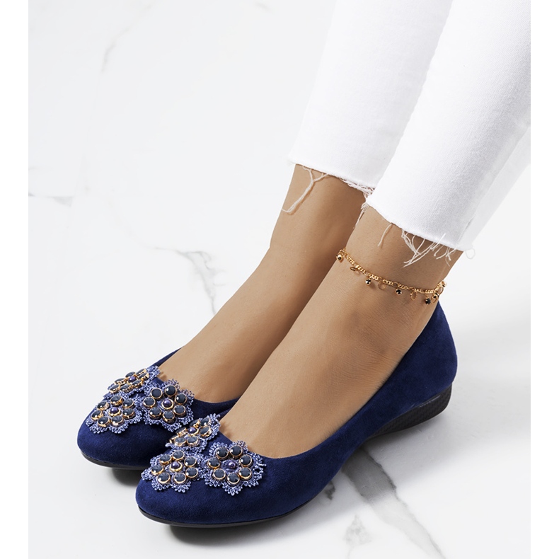 Marineblaue Ditte-Ballerinas für Damen 1