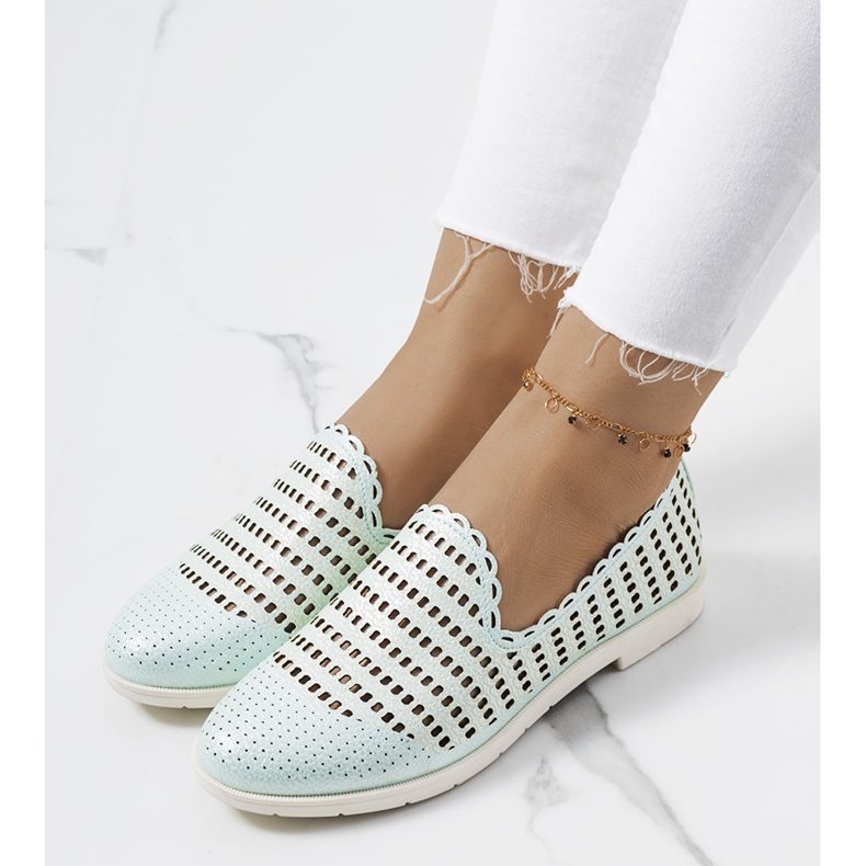 Naja grüner durchbrochener Damen-Loafer 1