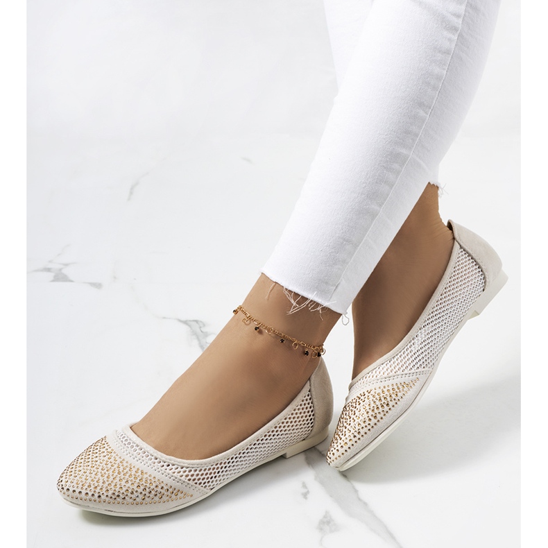 Beige Ballerinas mit Zirkonia Holst ecru 1