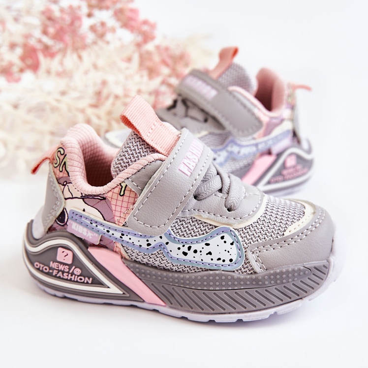 PJ2 Leichte Sportschuhe für Kinder Grau Snoopy rosa 2