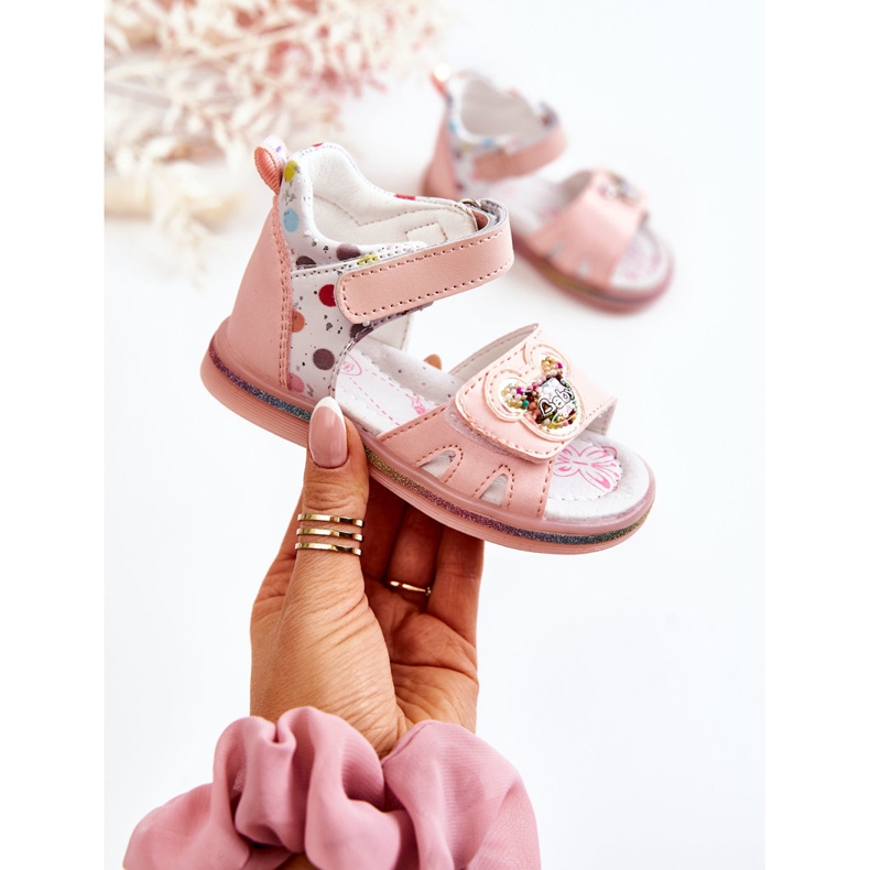 PJ2 Leder Kinder Pink Dotty Sandalen rosa 1