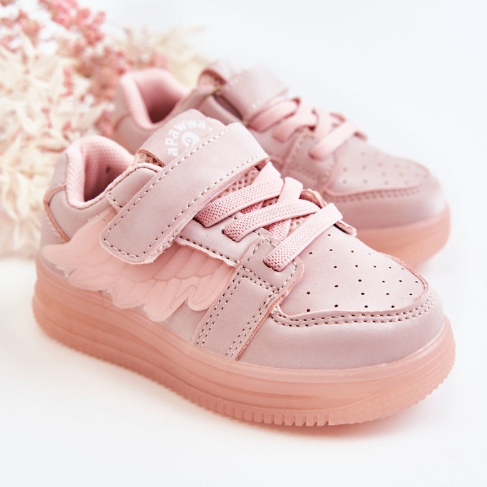 PA1 Sportschuhe aus Leder für Kinder mit Klettverschluss Pink Angel rosa 1